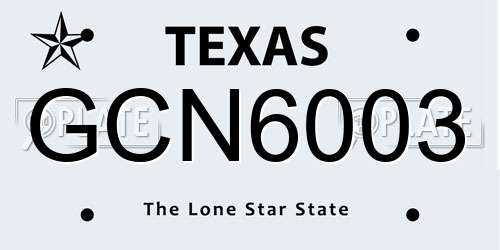 GCN6003 Texas License Plate