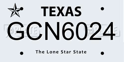 GCN6024 Texas License Plate