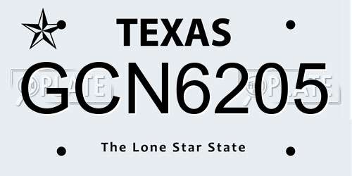 GCN6205 Texas License Plate