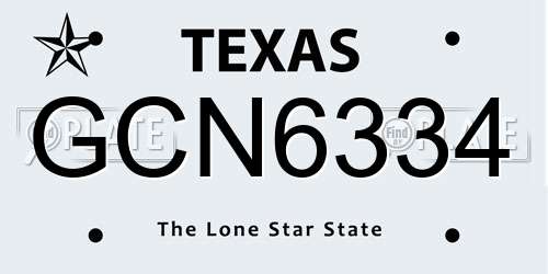 GCN6334 Texas License Plate