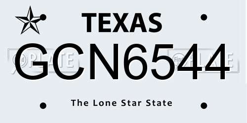 GCN6544 Texas License Plate