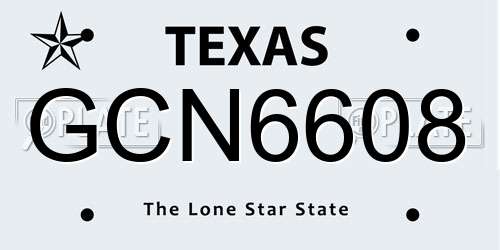 GCN6608 Texas License Plate