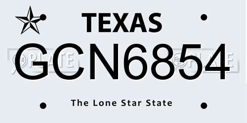 GCN6854 Texas License Plate