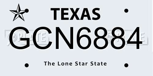 GCN6884 Texas License Plate