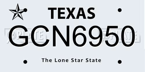 GCN6950 Texas License Plate