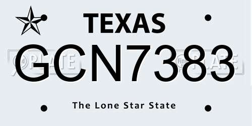 GCN7383 Texas License Plate