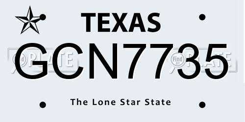 GCN7735 Texas License Plate