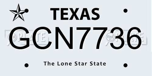 GCN7736 Texas License Plate