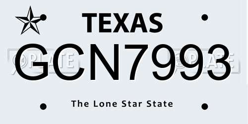 GCN7993 Texas License Plate