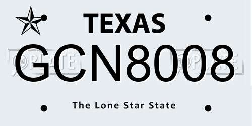 GCN8008 Texas License Plate