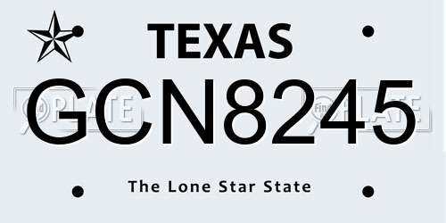 GCN8245 Texas License Plate