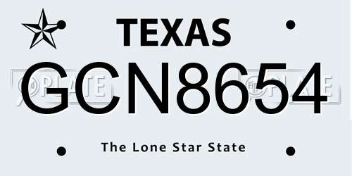 GCN8654 Texas License Plate