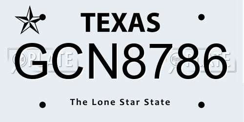 GCN8786 Texas License Plate