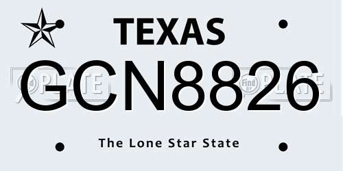 GCN8826 Texas License Plate