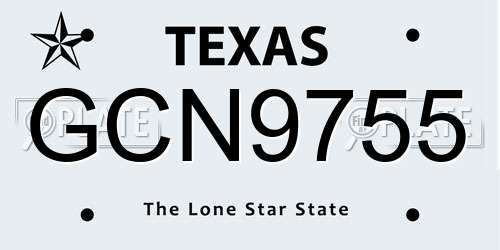 GCN9755 Texas License Plate