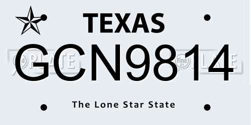 GCN9814 Texas License Plate