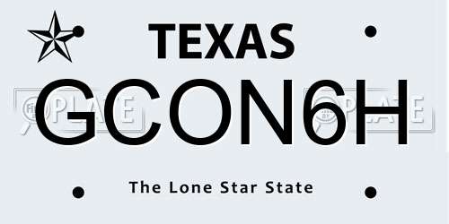 GCON6H Texas License Plate