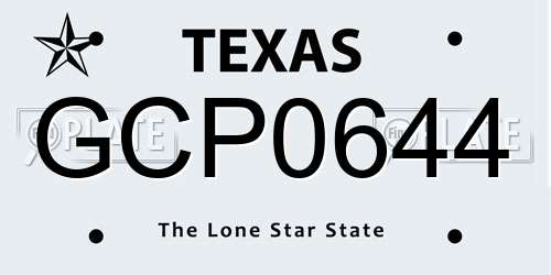 GCP0644 Texas License Plate