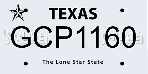 GCP1160 Texas License Plate