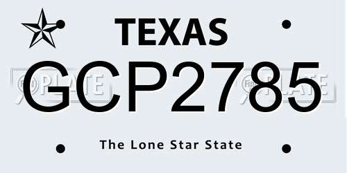 GCP2785 Texas License Plate