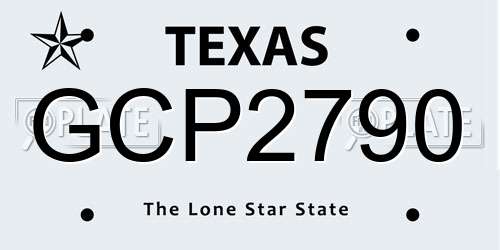 GCP2790 Texas License Plate