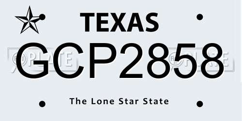 GCP2858 Texas License Plate