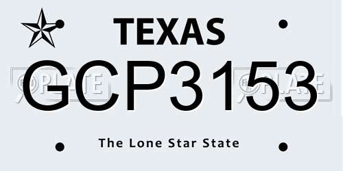 GCP3153 Texas License Plate