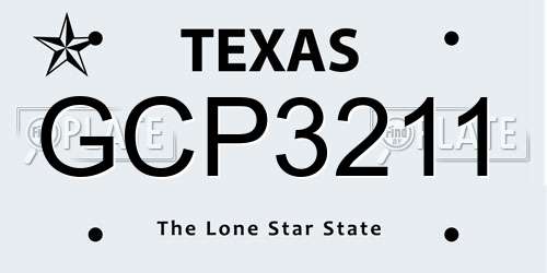 GCP3211 Texas License Plate