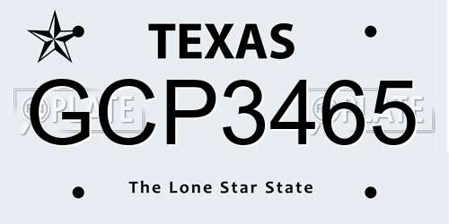 GCP3465 Texas License Plate