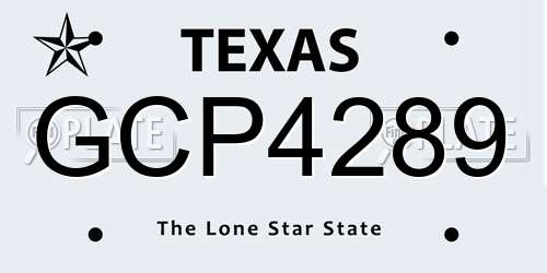 GCP4289 Texas License Plate