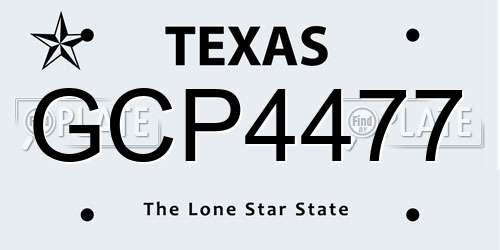 GCP4477 Texas License Plate