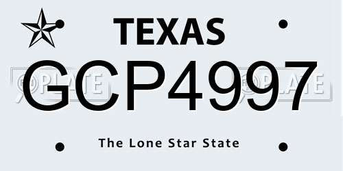 GCP4997 Texas License Plate