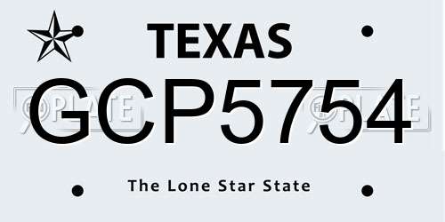 GCP5754 Texas License Plate