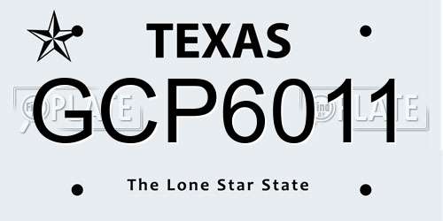 GCP6011 Texas License Plate