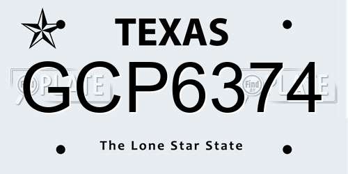 GCP6374 Texas License Plate