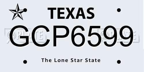 GCP6599 Texas License Plate