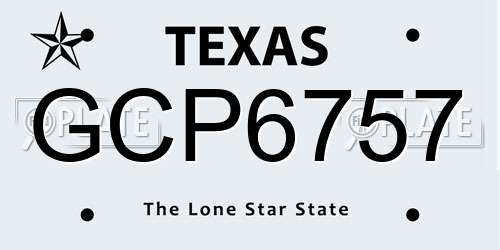 GCP6757 Texas License Plate
