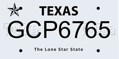 GCP6765 Texas License Plate