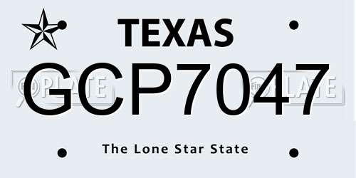 GCP7047 Texas License Plate