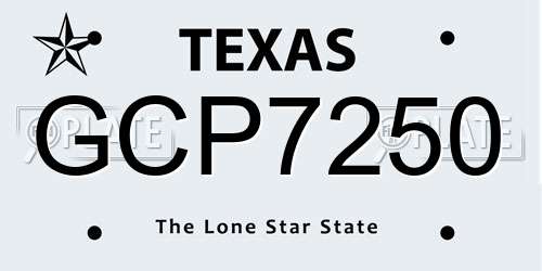 GCP7250 Texas License Plate