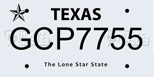 GCP7755 Texas License Plate