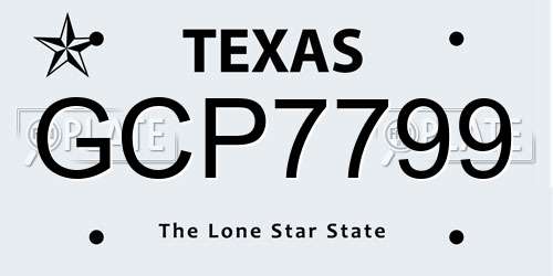 GCP7799 Texas License Plate