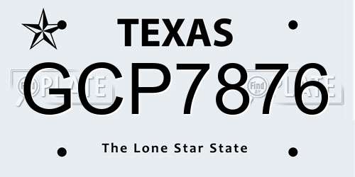 GCP7876 Texas License Plate