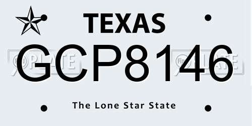 GCP8146 Texas License Plate
