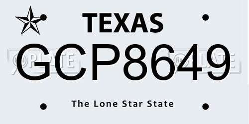 GCP8649 Texas License Plate