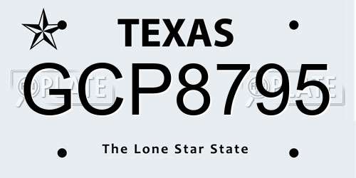 GCP8795 Texas License Plate