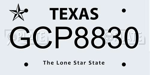GCP8830 Texas License Plate