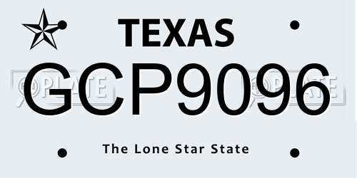 GCP9096 Texas License Plate