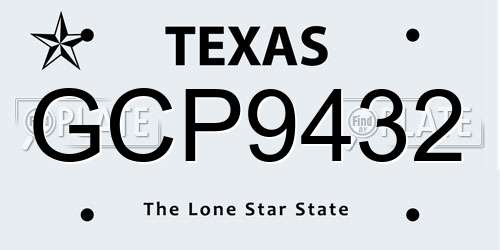 GCP9432 Texas License Plate