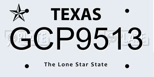 GCP9513 Texas License Plate
